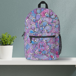 Hypnotic Hand Gezeichnet Lila Bio Wirbel und Name Bedruckter Rucksack