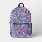 Hypnotic Hand Gezeichnet Lila Bio Wirbel und Name Bedruckter Rucksack (Vorderseite)