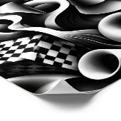 Hypnotic Monochrome Geometry – 3D Optical Illusion Poster (Ecke)