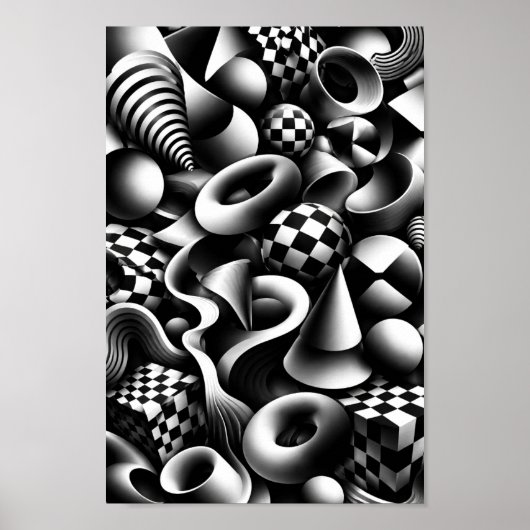 Hypnotic Monochrome Geometry – 3D Optical Illusion Poster (Vorne)