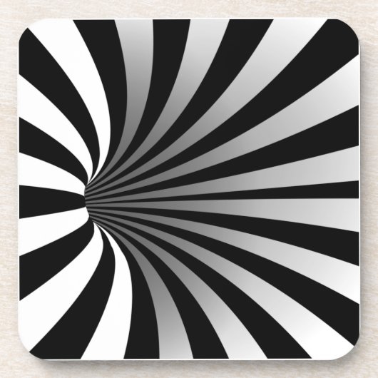 Hypnotic Optical Illusion Vortex Black Square Getränkeuntersetzer (Vorderseite)