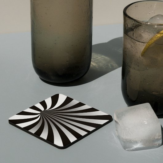 Hypnotic Optical Illusion Vortex Black Square Getränkeuntersetzer