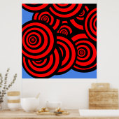 Hypnotic Red Black and Blue Spirals Poster (Küche)