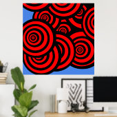 Hypnotic Red Black and Blue Spirals Poster (Heimbüro)
