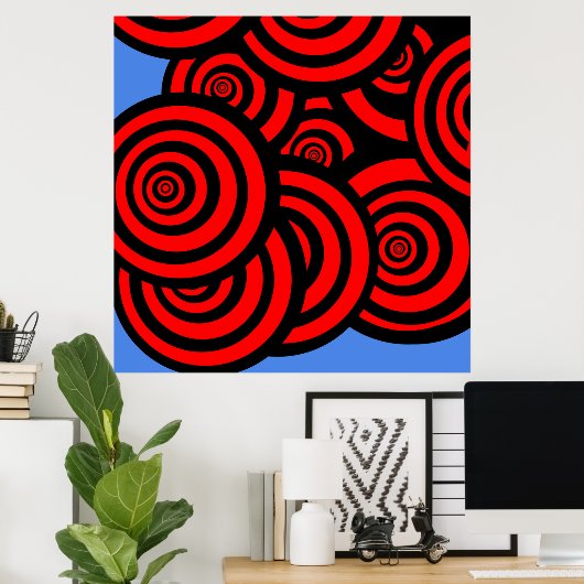 Hypnotic Red Black and Blue Spirals Poster (Heimbüro)
