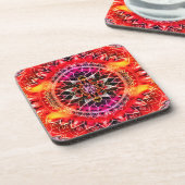 Hypnotic Red Mandala Getränkeuntersetzer (Linke Seite)