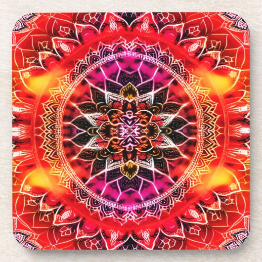 Hypnotic Red Mandala Getränkeuntersetzer (Vorderseite)