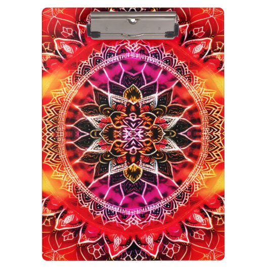 Hypnotic Red Mandala Klemmbrett (Vorderseite)