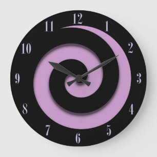 Hypnotic Spiral Purple Numbers Wall Clock Große Wanduhr