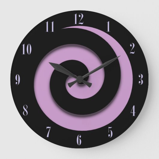 Hypnotic Spiral Purple Numbers Wall Clock Große Wanduhr (Vorderseite)