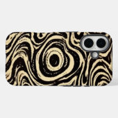 Hypnotic Swirl Black & Cream Abstract Phone Case (Rückseite (Horizontal))