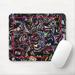 Hypnotic Swirl Energy Red Monogram Mousepad