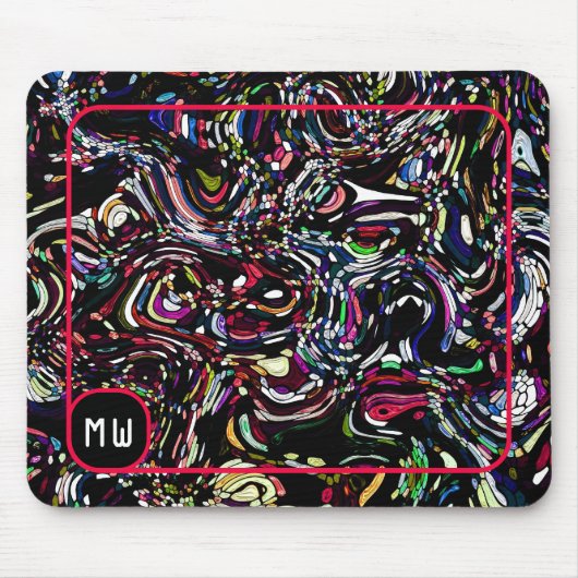 Hypnotic Swirl Energy Red Monogram Mousepad (Vorne)