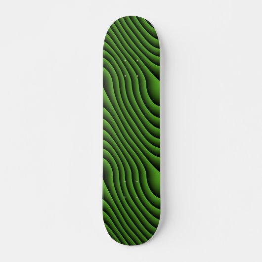 Hypnotic Wavy Green Lines Skateboard (Vorne)