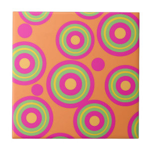 Hypnotisch Orange Rosa Kreis Geometrisches Muster Fliese