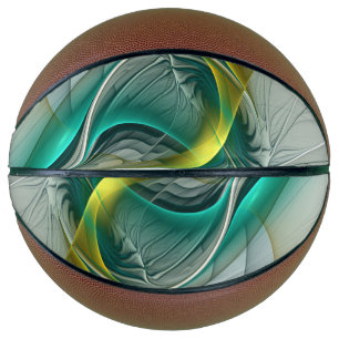 Hypnotische Abstrakt Golden Turquoise Aquamarines  Basketball