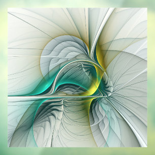 Hypnotische Abstrakt Golden Turquoise Aquamarines  Fensteraufkleber