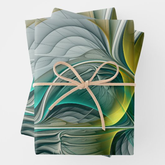 Hypnotische Abstrakt Golden Turquoise Aquamarines Geschenkpapier Set (Beispiel)