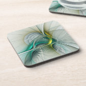 Hypnotische Abstrakt Golden Turquoise Aquamarines  Getränkeuntersetzer (Linke Seite)