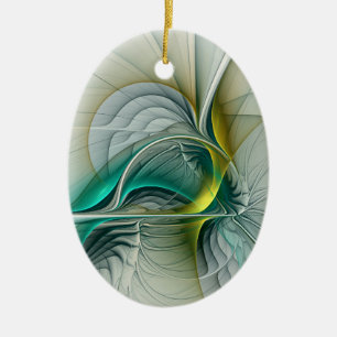 Hypnotische Abstrakt Golden Turquoise Aquamarines  Keramik Ornament