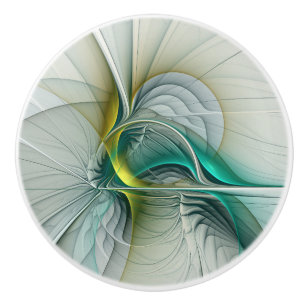 Hypnotische Abstrakt Golden Turquoise Aquamarines  Keramikknauf
