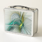 Hypnotische Abstrakt Golden Turquoise Aquamarines Metall Lunch Box (Rückseite)