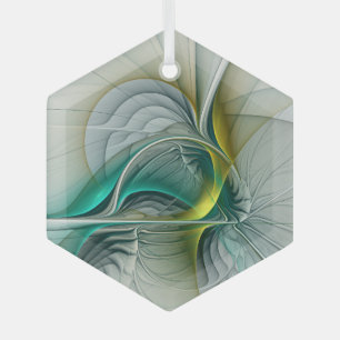Hypnotische Abstrakt Golden Turquoise Aquamarines Ornament Aus Glas