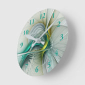 Hypnotische Abstrakt Golden Turquoise Aquamarines Runde Wanduhr (Winkel)