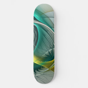 Hypnotische Abstrakt Golden Turquoise Aquamarines Skateboard