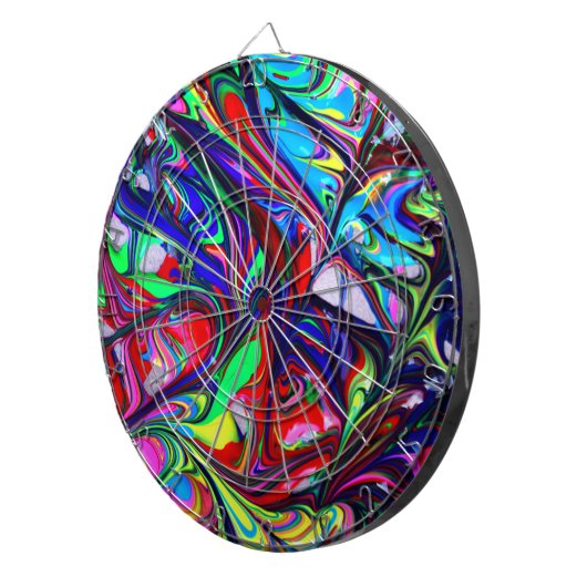 Hypnotische Abstrakte Rainbow-Paint-Wirbel Dartscheibe (Vorderseite rechts)