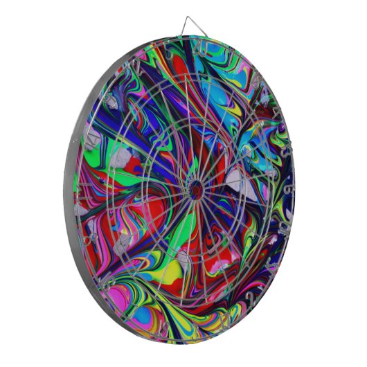 Hypnotische Abstrakte Rainbow-Paint-Wirbel Dartscheibe (Vorderseite Links)