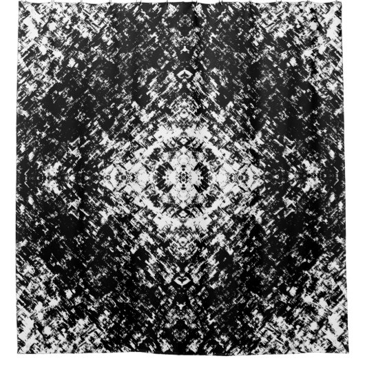 Hypnotische Abstrakte Schwarz-Weiß-Moderne Kunst Duschvorhang (Vorderseite)