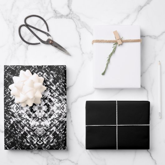 Hypnotische Abstrakte Schwarz-Weiß-Moderne Kunst Geschenkpapier Set (Vorderseite)
