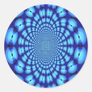 Hypnotische blaue Illusion Runder Aufkleber