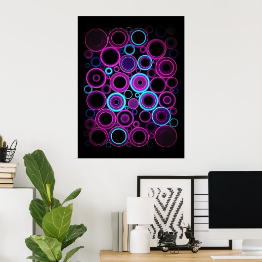 Hypnotische elektrische Synthwave-Matrix-Digitalku Poster (Heimbüro)
