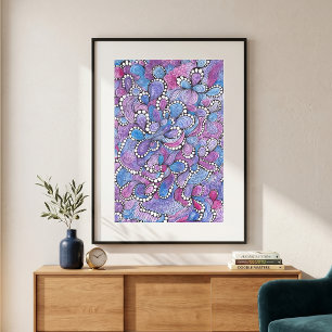 Hypnotische handgezeichnete violette organische Wi Poster