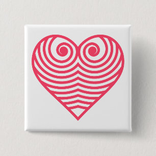 Hypnotische Liebe – Minimalistisches rotes konturi Button