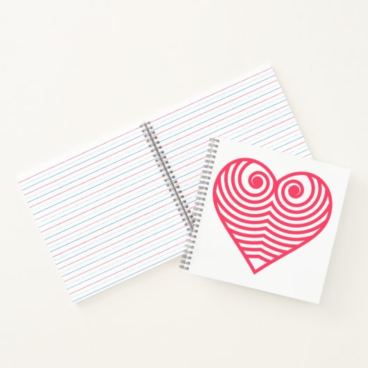 Hypnotische Liebe – Minimalistisches rotes konturi Notizblock (Innenseite)