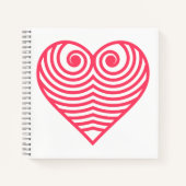 Hypnotische Liebe – Minimalistisches rotes konturi Notizblock (Vorderseite)