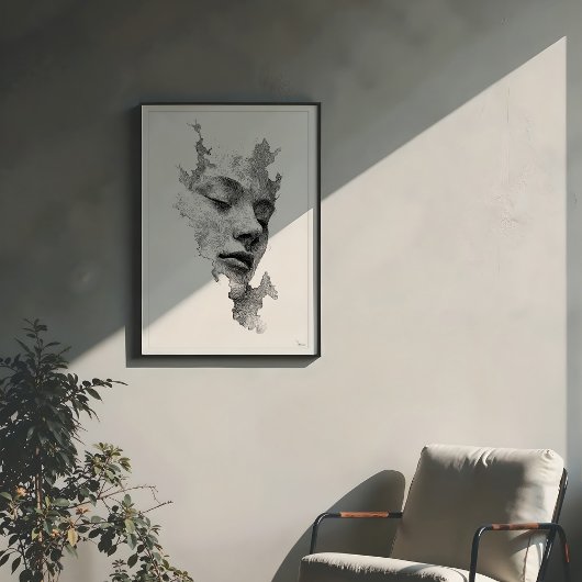 Hypnotische Linien: kompliziertes monochromes Gesi Poster