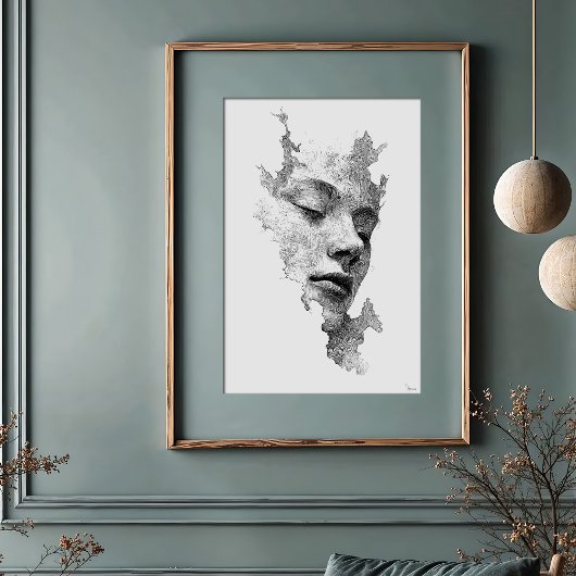 Hypnotische Linien: kompliziertes monochromes Gesi Poster