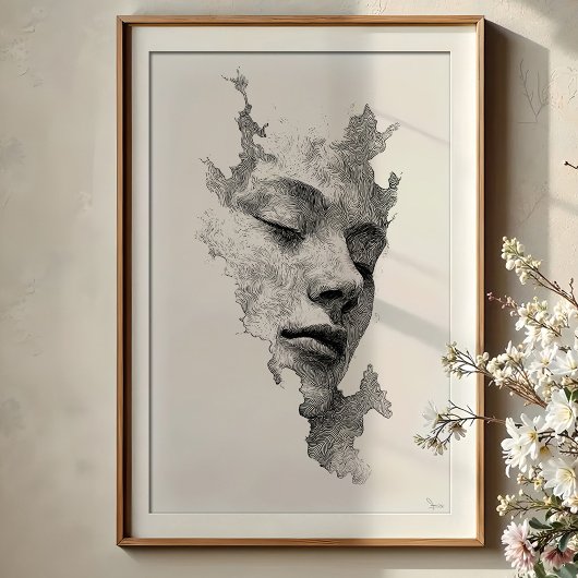 Hypnotische Linien: kompliziertes monochromes Gesi Poster