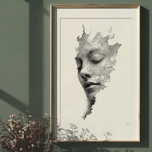 Hypnotische Linien: kompliziertes monochromes Gesi Poster