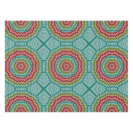 Hypnotische Mandalaik-Blume Tischdecke (Vorderseite (Horizontal))