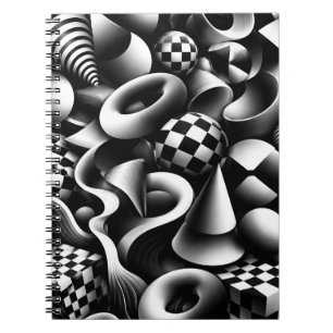 Hypnotische monochrome Geometrie – 3D optische Ill Notizblock