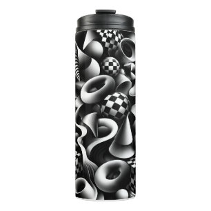 Hypnotische monochrome Geometrie – 3D optische Ill Thermosbecher