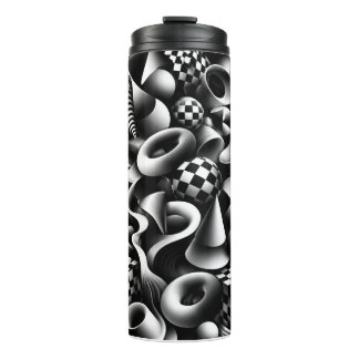 Hypnotische monochrome Geometrie – 3D optische Ill Thermosbecher