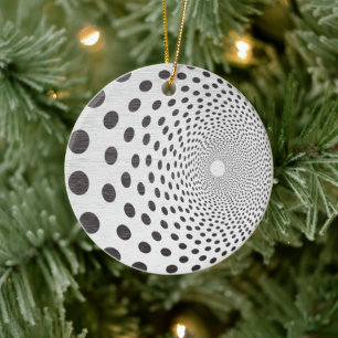 Hypnotische Op-Art - Spirale-Punkte-Ornament Keramik Ornament