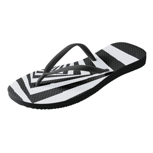 Hypnotische optische Illusion Schwarz-Weiß Badesandalen (Schrägansicht)