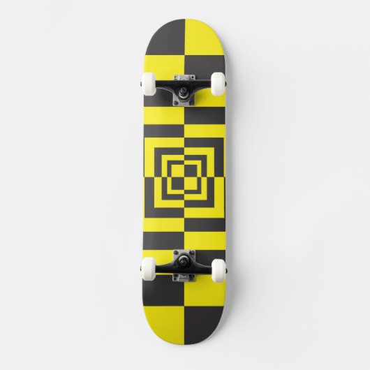 Hypnotische Quadrate Skateboard (Vorderseite)